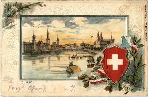 Zürich - Litho - Prägekarte -192542
