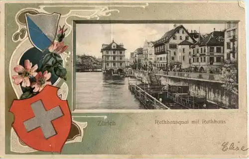 Zürich - Litho - Prägekarte -192562