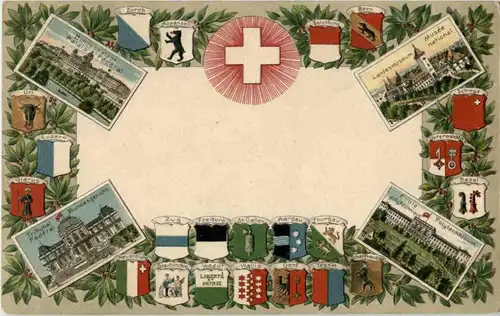 Schweiz - Litho - Prägekarte -192546