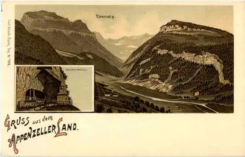 Gruss aus dem Appenzeller Land - Ebenalp - Litho -163736