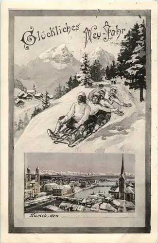 Zürich Glückliches Neujahr - Rodeln -192760