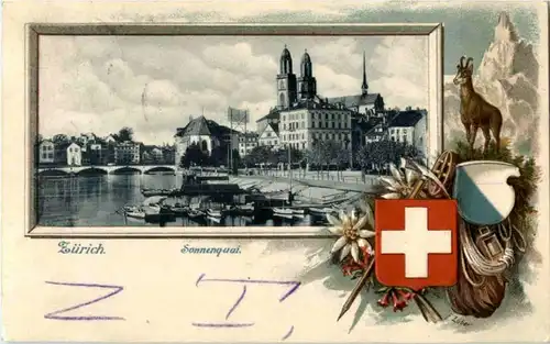 Zürich - Prägekarte - Litho -192936