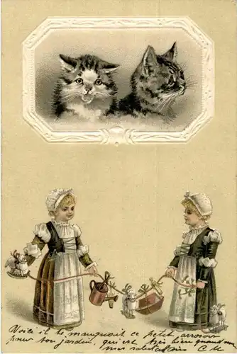 Katzen - Prägekarte -164198