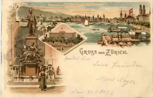 Gruss aus Zürich - Litho -193072