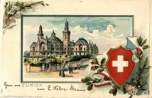 Zürich - Litho - Prägekarte -192540