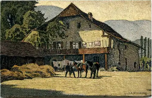 Kestenholz - Künstlerkarte Sign. E. E. Schlatter -102404