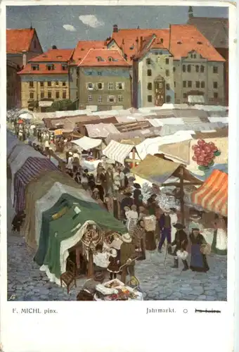 Künstlerkarte F. Michl - Jahrmarkt -102658