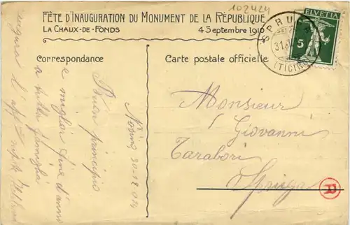La Chaux de Fonds - Fete d Inauguration 1910 -102424