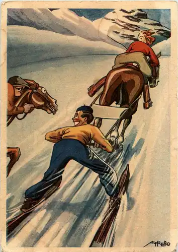 Pferd Skifahren Humor -15114