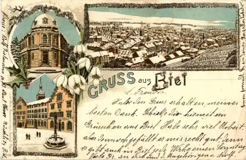 Gruss aus Biel - Litho im Winter -170960