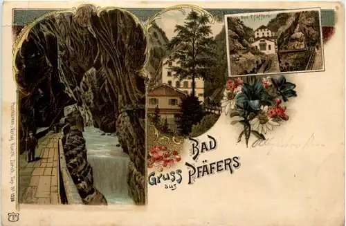 Gruss aus Bad Pfäffers - Litho -200412