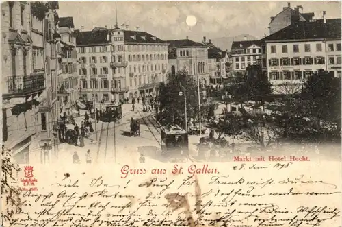 St. Gallen - Markt mit Hotel Hecht Tram -201238