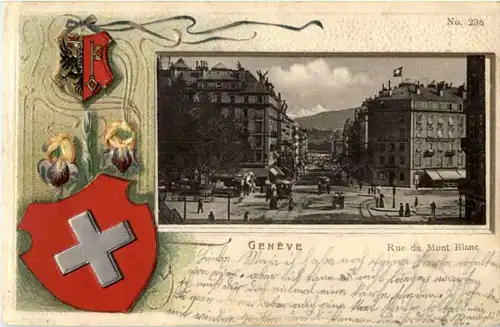 Geneve - Rue du Mont Blanc - Prägekarte -172402