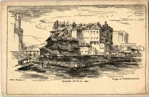 Geneve - Quartier de Ile - Künstlerkarte Helene Hantz -172888
