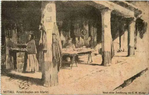 Mitau - Krambuden am Markt - Feldpost -89486