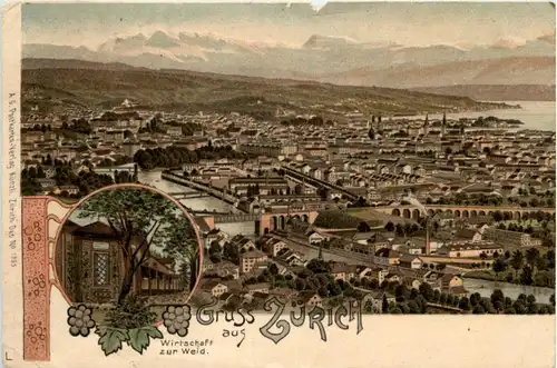 Gruss aus Zürich - Litho - Wirtschaft zur waid -204480