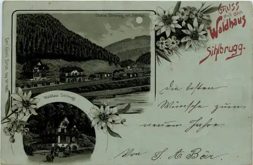 Gruss aus dem Waldhaus Sihlbrugg - Litho -204632