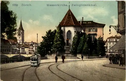 Zürich - Wasserkirche - Tram -204818