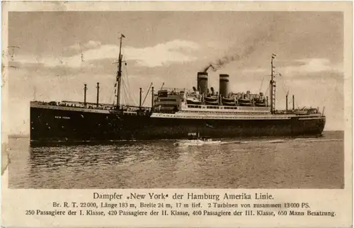 Dampfer New York - Hamburg Amerika Linie -89236