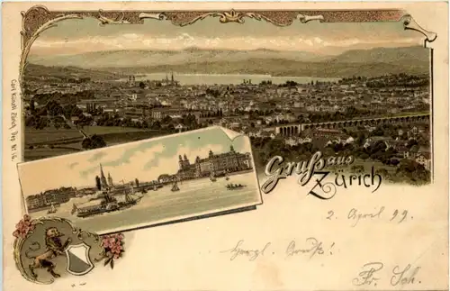 Grus aus Zürich - Litho -204692