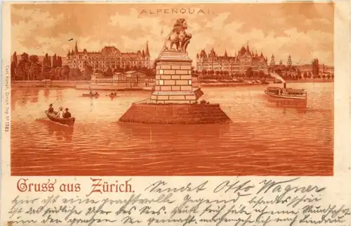 Grus aus Zürich - Litho -204694