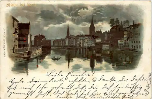 Zürich bei Nacht - Litho -204716