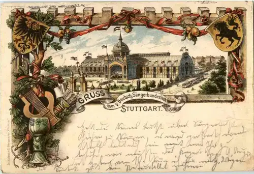 Gruss vom V. Sängerbundfest Stuttgart 1896 - Litho -85936