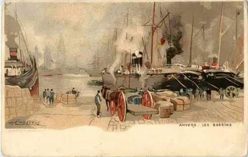 Anvers - Les Bassins - Litho -87654