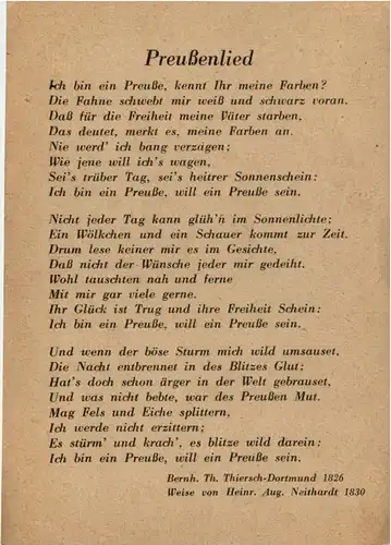 Liederkarte - Preussenlied -214814