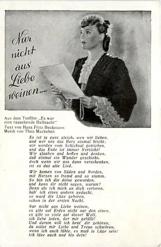 Liederkarte - Nur nicht aus Liebe weinen -214786