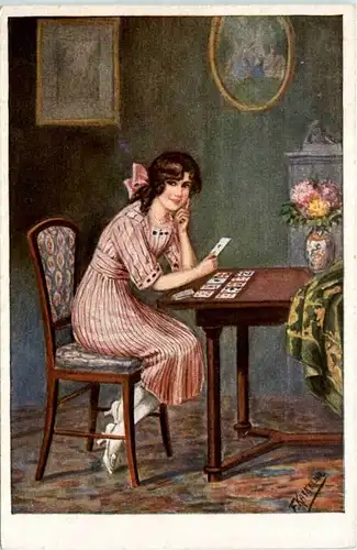 Kaskeline - Frau spielt Karten -214948