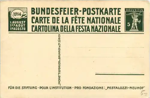 Bundesfeier Postkarte 1914 - Pestalozzi in Stans -213414