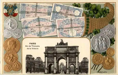 Paris - Arc de Triomphe - Litho Prägekarte -17154