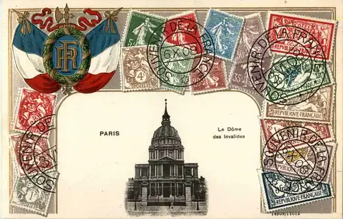 Paris - Le dome des Invaldides - Litho Prägekarte -17190