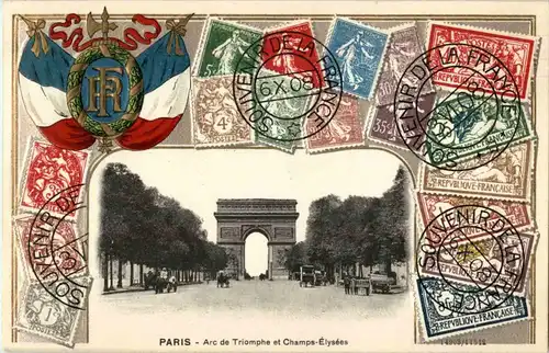 Paris - Arc de Triomphe - Litho Prägekarte -17192