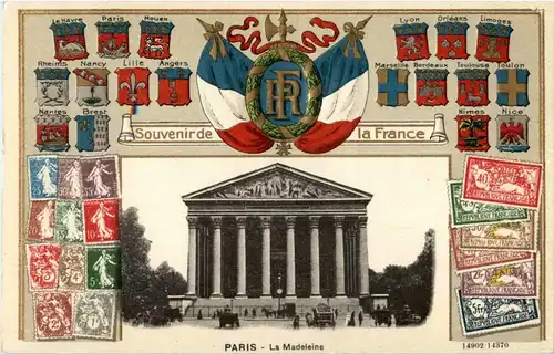 Paris - La Madeleine - Litho Prägekarte -17136