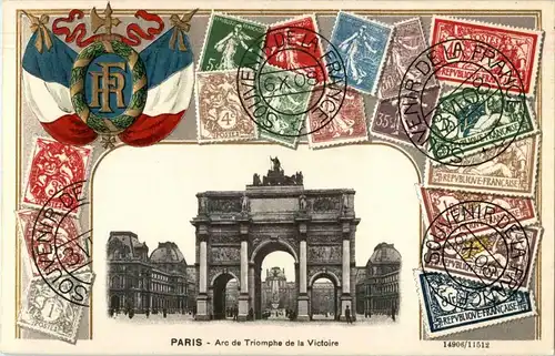 Paris - Arc de Triomphe - Litho Prägekarte -17202