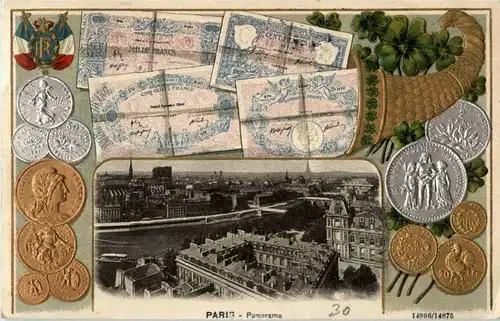 Paris - Litho Prägekarte -17146