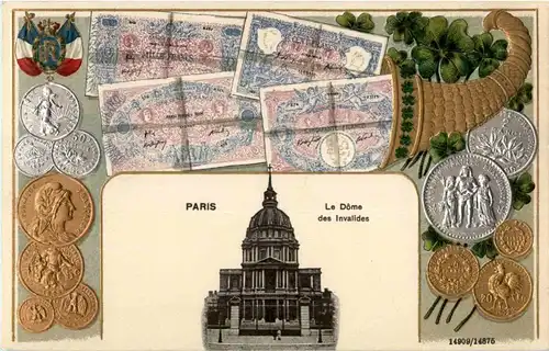 Paris - La Dome des Invalides - Litho Prägekarte -17144