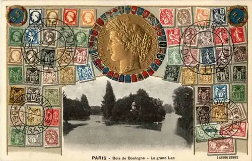 Paris - Bois de Boulogne - Litho Prägekarte -17174