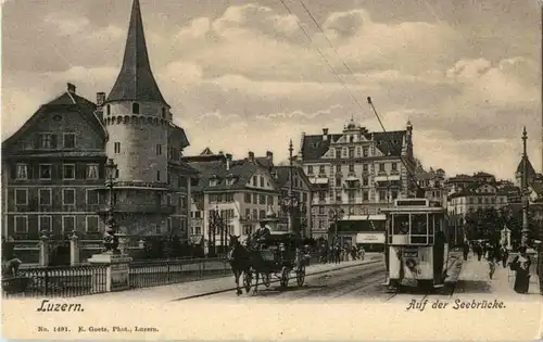 Luzern - Seebrücke mit Tram -194382