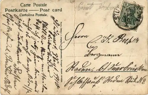 Stuttgart - Markt Brunnen Litho -22972