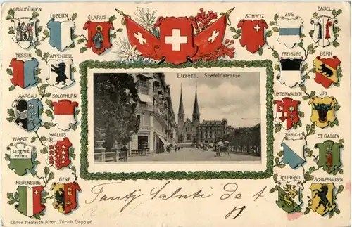 Luzern - Seefeldstrasse - Litho - Prägekarte -194988