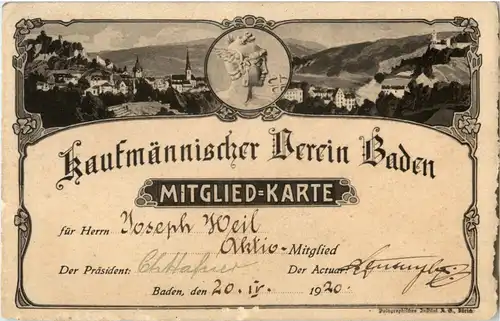 Baden - Kaufmännischer Verien - Mitgliedskarte -22052