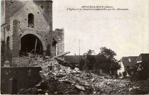Asbach le Haut - L Eglise bombardes par les allemands -23326