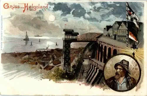 Gruss aus Helgoland - Litho -24012