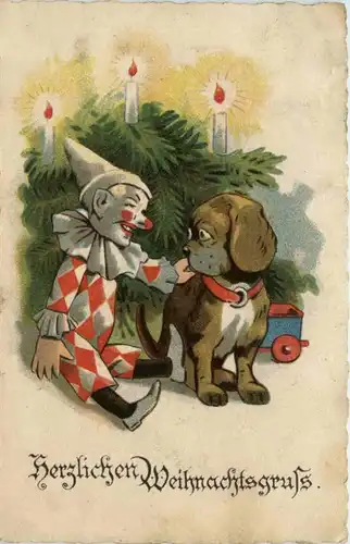 Weihnachten - Clown Hund -26174