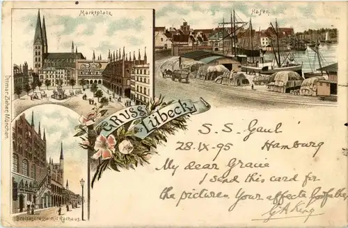 Gruss aus Lübeck - Litho -24022