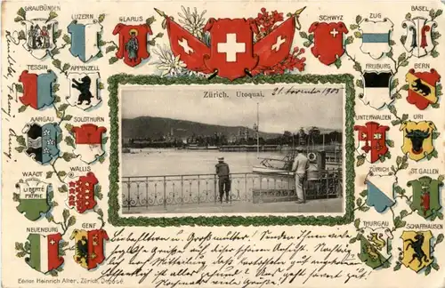 Zürich - Litho - Prägekarte -189898