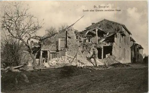 St. Souplet - Durch eine Granate zerstörtes Haus -219726